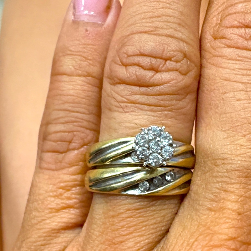 14kt gold with real diamonds . Purchased from jewelry store for 5000 as a set